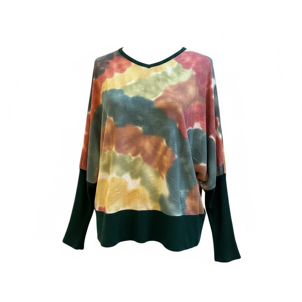 White Birch Multicolor Tie-Dye Knit Pullover Top – Size Medium – NWT